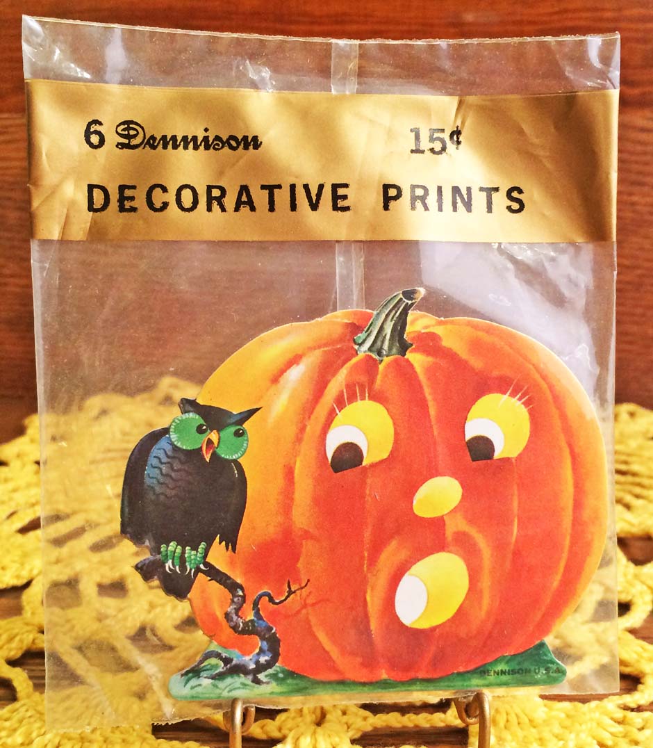 Six Mint In Package Dennison Small Vintage Halloween Diecut